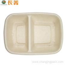 Disposable Bento Food 2 Compartment Paper Rectangle Tray
